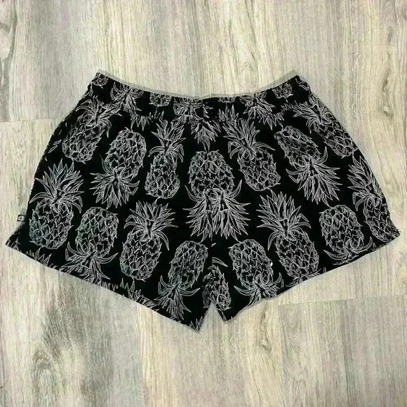 Lauren James Black White Pineapple Print Pull On Drawstring Swim Shorts Size M - Picture 4 of 8